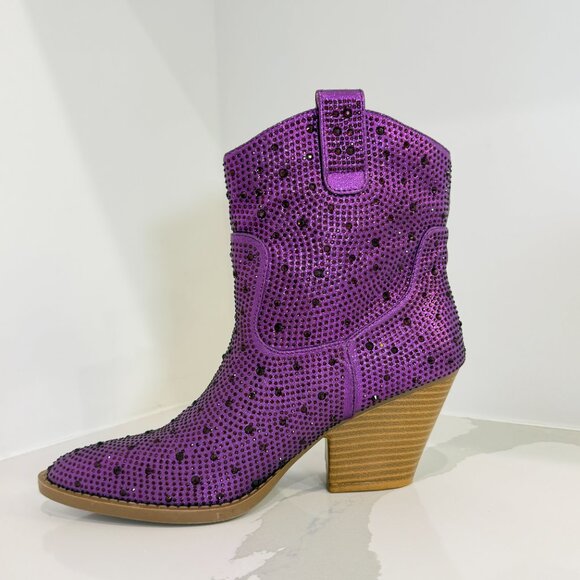 ✨ Purple Rhinestone Western Boots ✨ - Picture 3 of 5